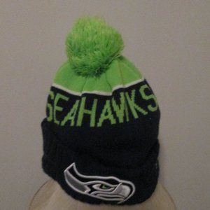 Seattle Seahawks New Era NFL Pom Pom Knit Beanie Hat Cap Fleece Lined ~ OS